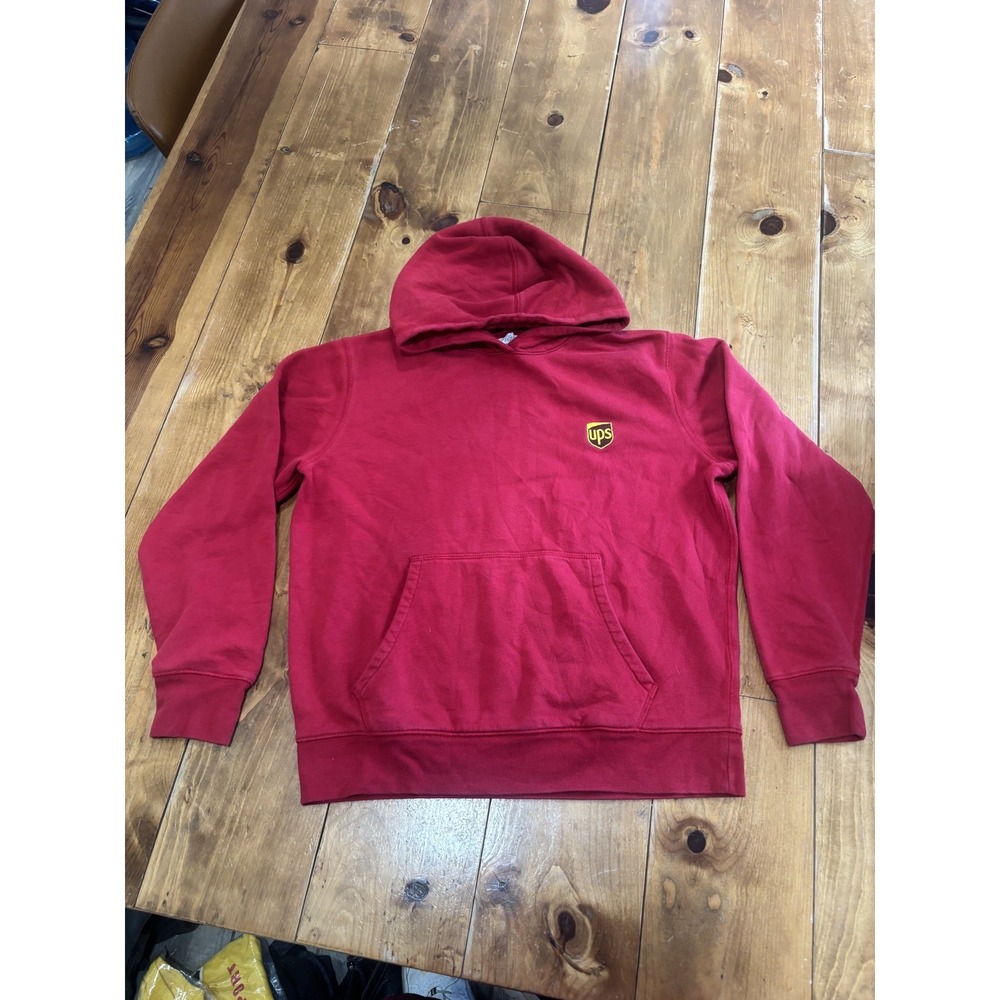 Lands' End Boys L/G (14-16) Red UPS Logo Pullover Hoodie Sweatshirt Hooded
